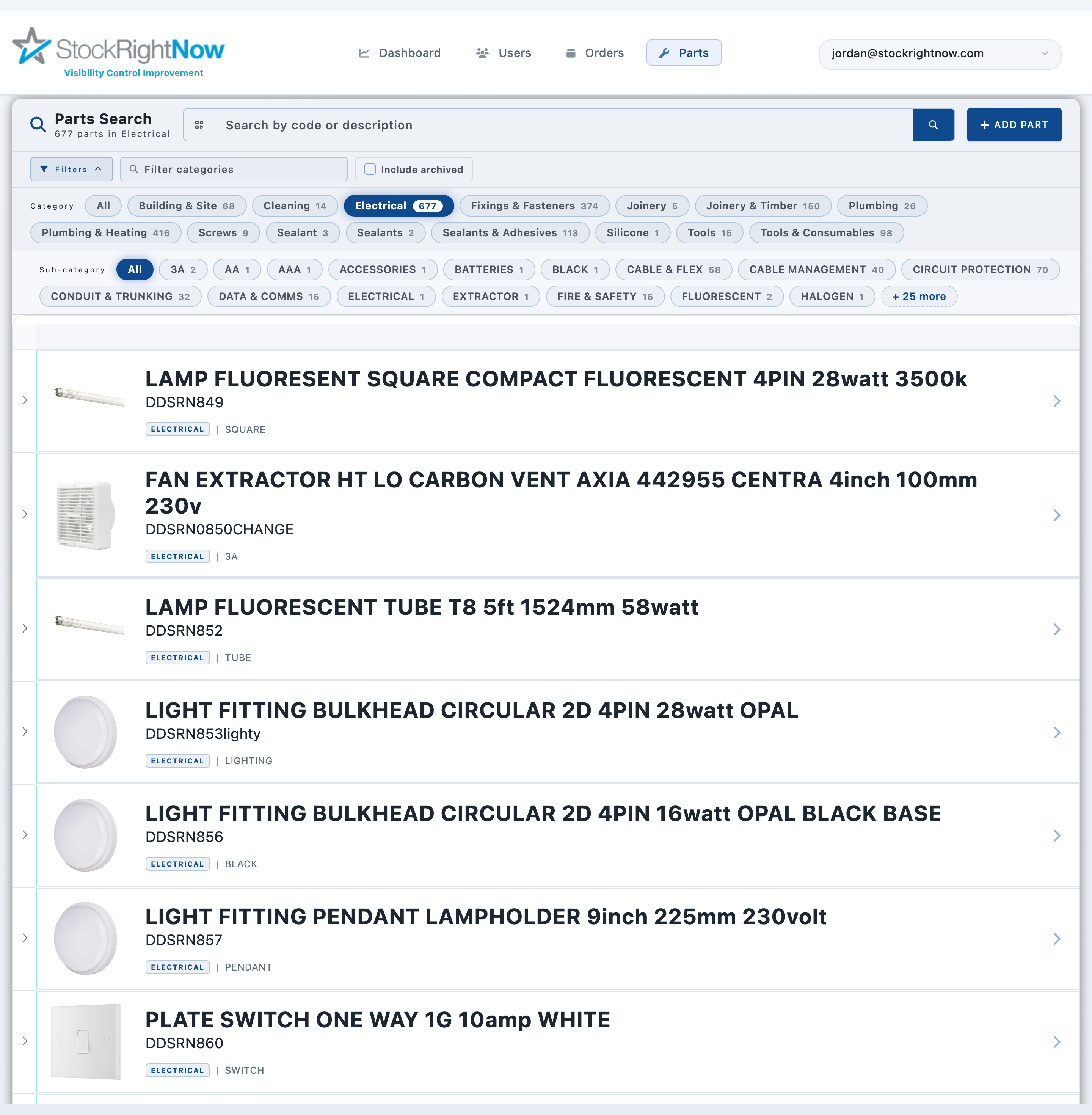 Stock Right Now Portal Screenshot