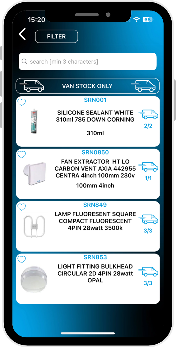 SRN Van Stock Pro Screenshot