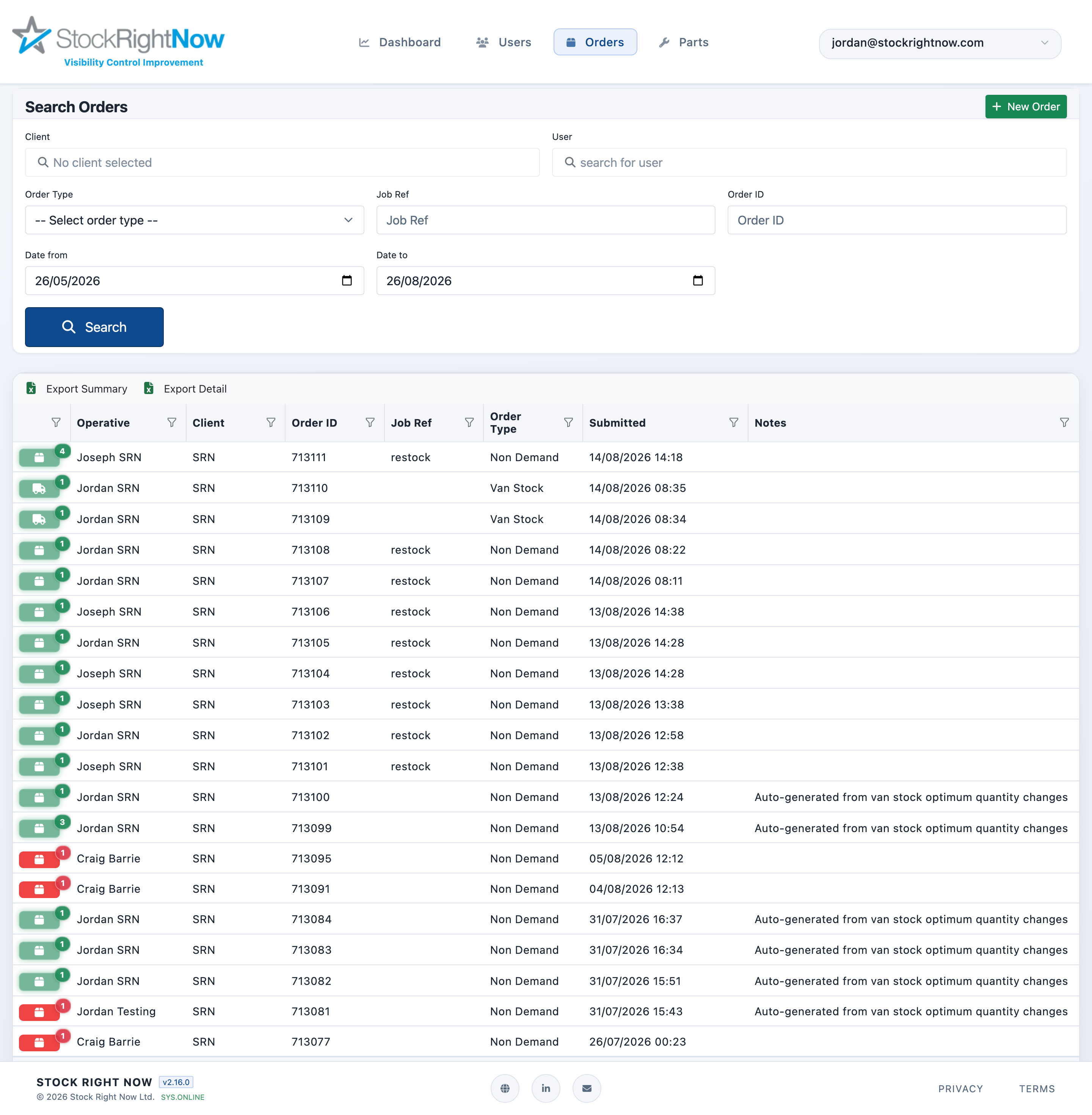 Stock Right Now Portal Screenshot